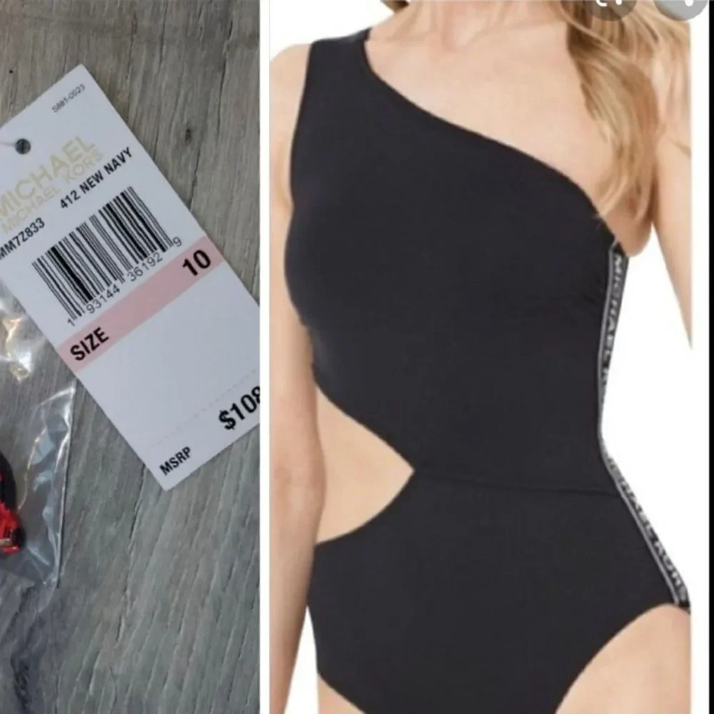 New Michael Kors side logo Cutout women's swimsuit size 10